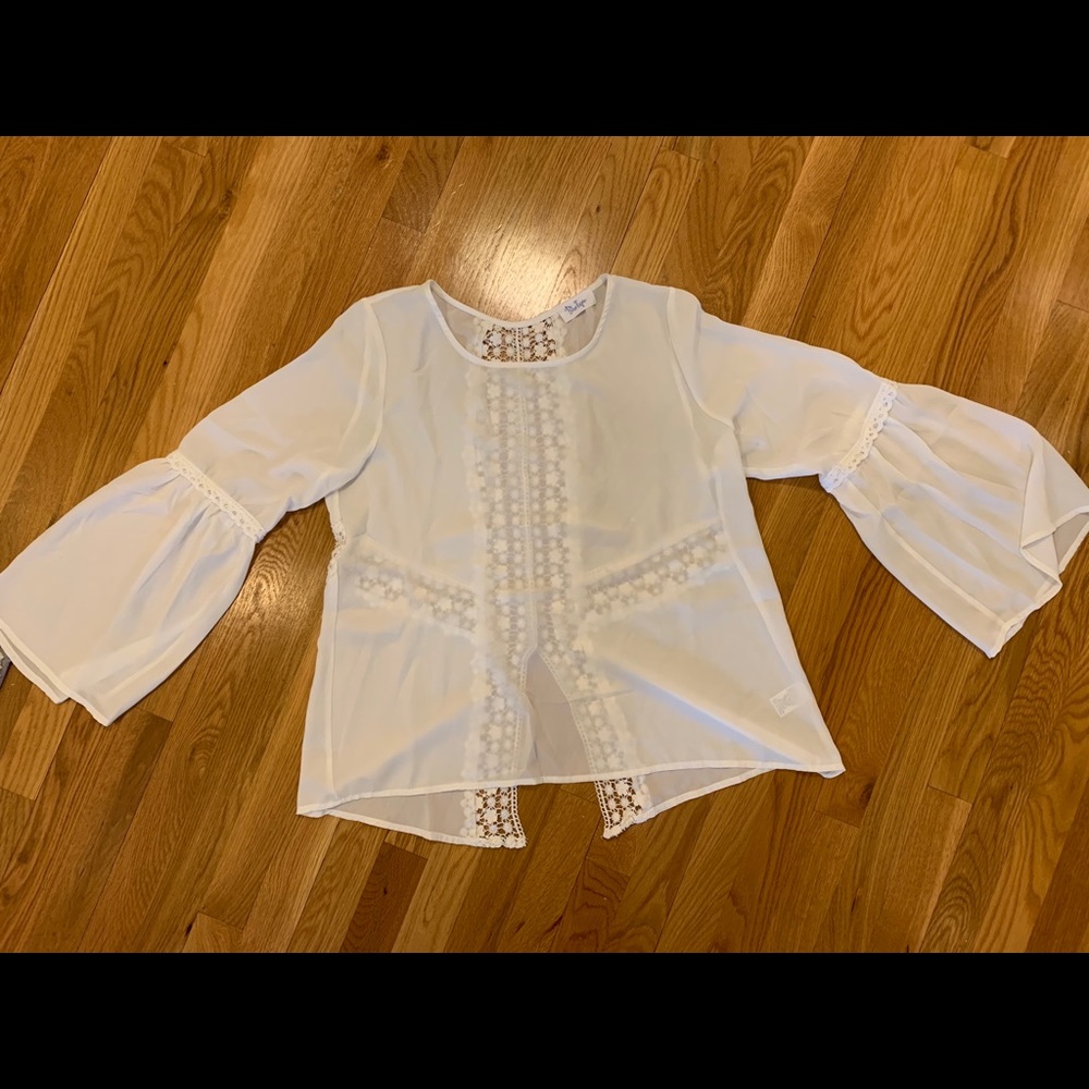 BlueTique White Long Sleeve Boho Top